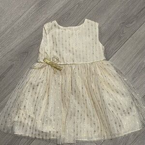 Gold and Cream Baby Dress with Bow